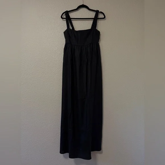NWOT Reformation Tana Linen Maxi Dress Black Relaxed Summer Holiday M Size 6-8 - Picture 5 of 8
